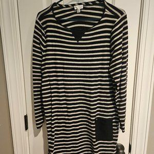 XL Petite J.Jill black gray striped shift dress